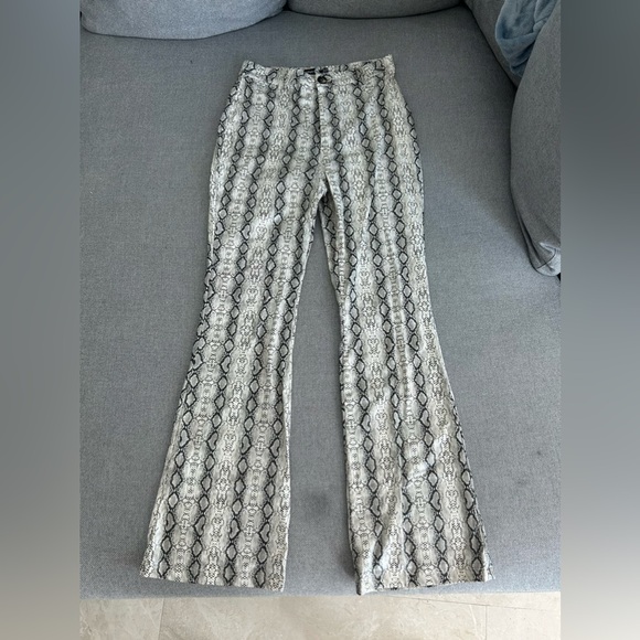Boohoo Pants - Faux snakeskin leather flare pants